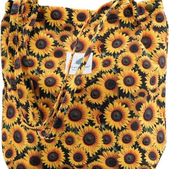 Cute Corduroy Tote Bag Canvas Shoulder Handbags for Women Travel Shopping - Picture 1 of 6